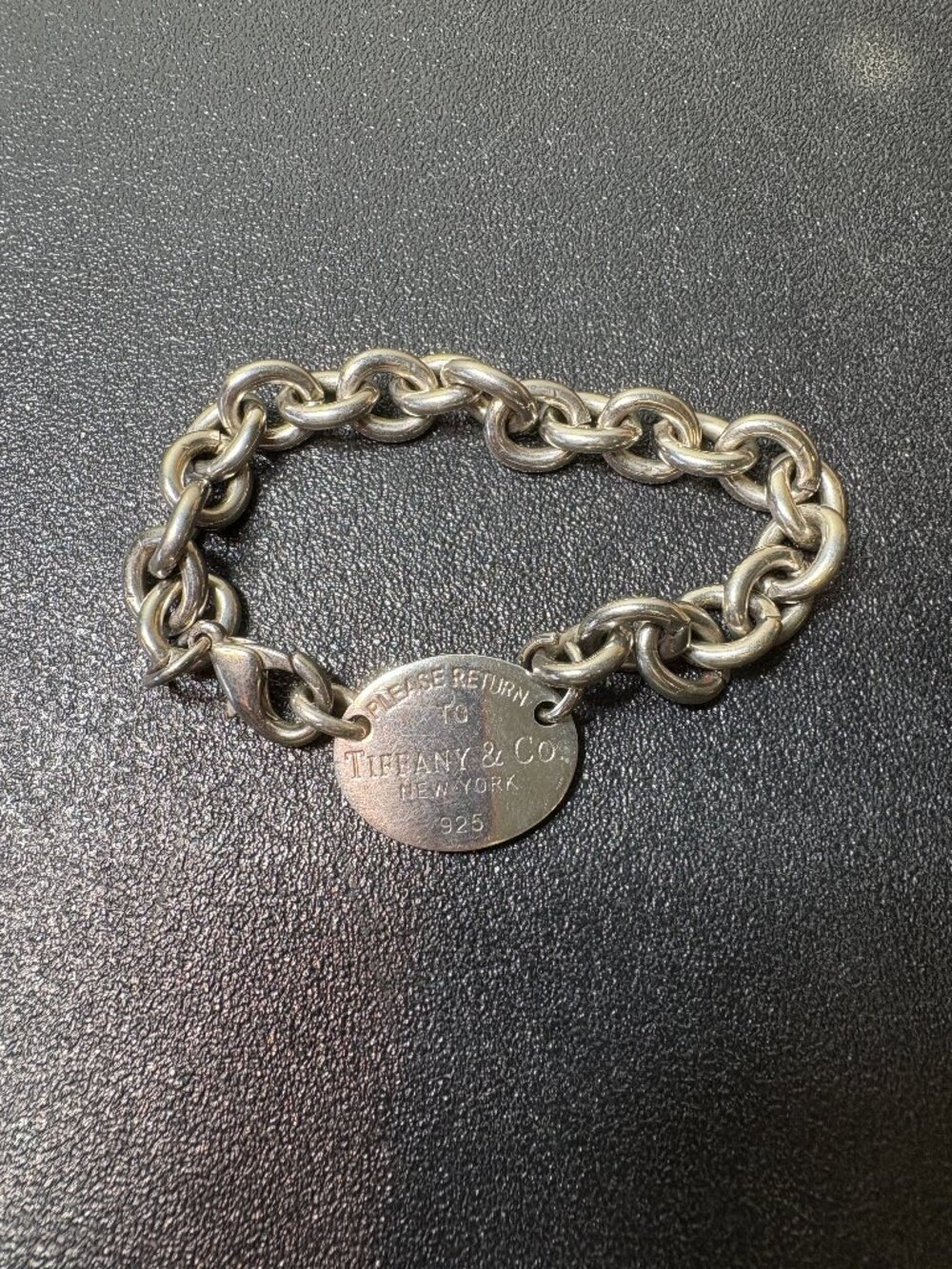 Vintage Sterling 925 Tiffany & Co Return to Tiffany Chain Oval Charm Bracelet